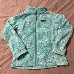 Columbia Girls Aqua And White Full Zip Fleece‎ Jacket Size Large (14-16)